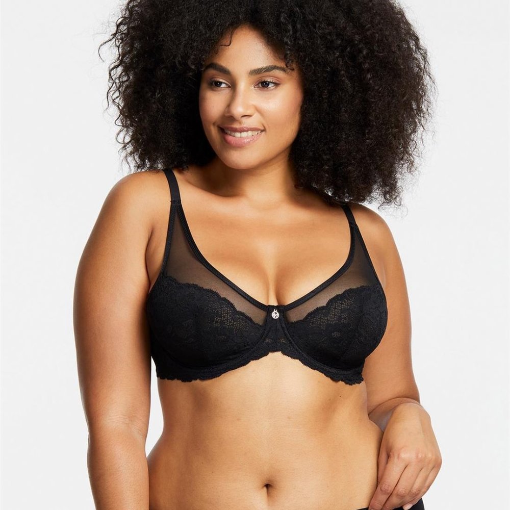 Grace Bra Montelle Intimates Boutique Size 34 D Underwire Mesh Black Sexy